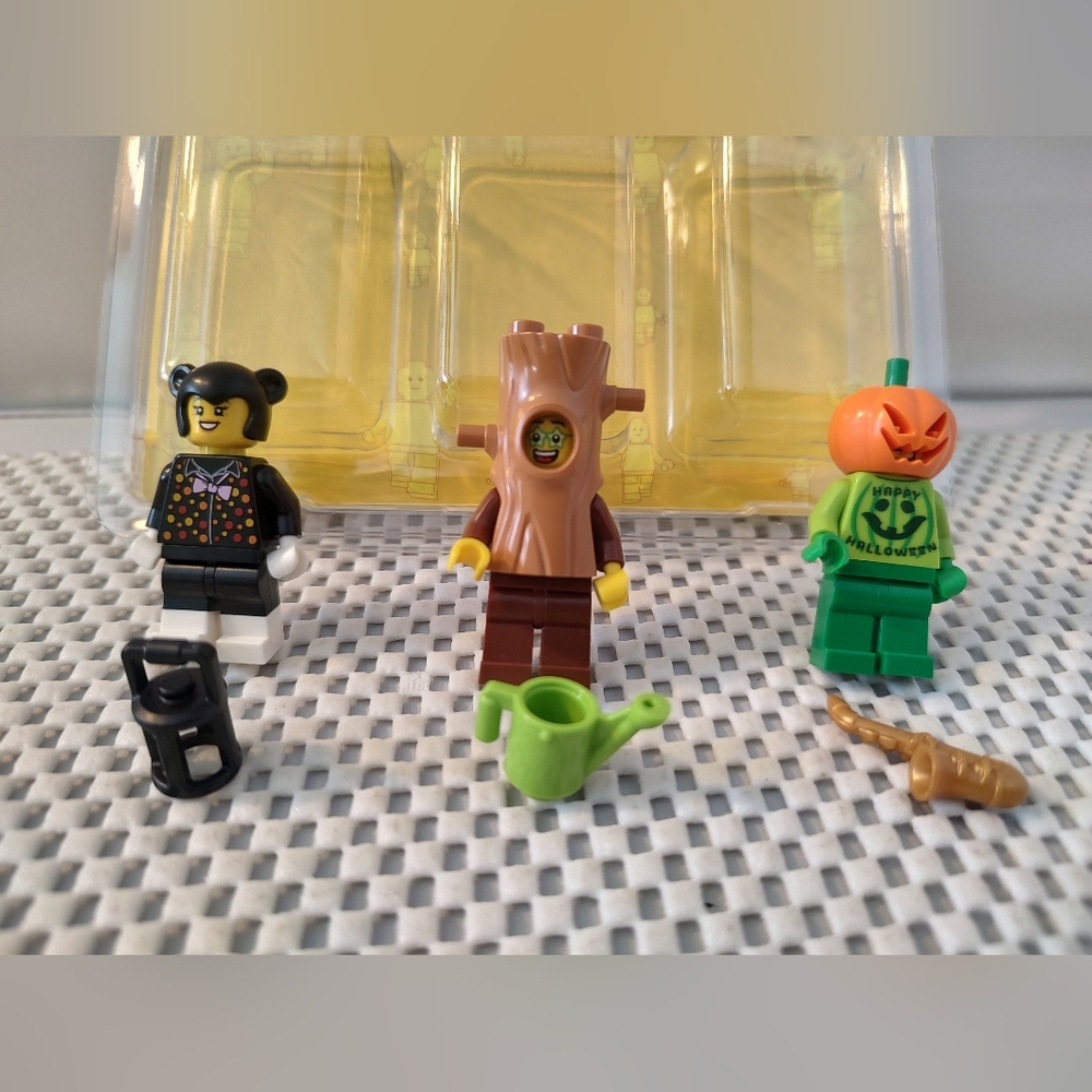 Lego BAM Halloween Minifigures Pumpkin Tree Trunk Party Cat